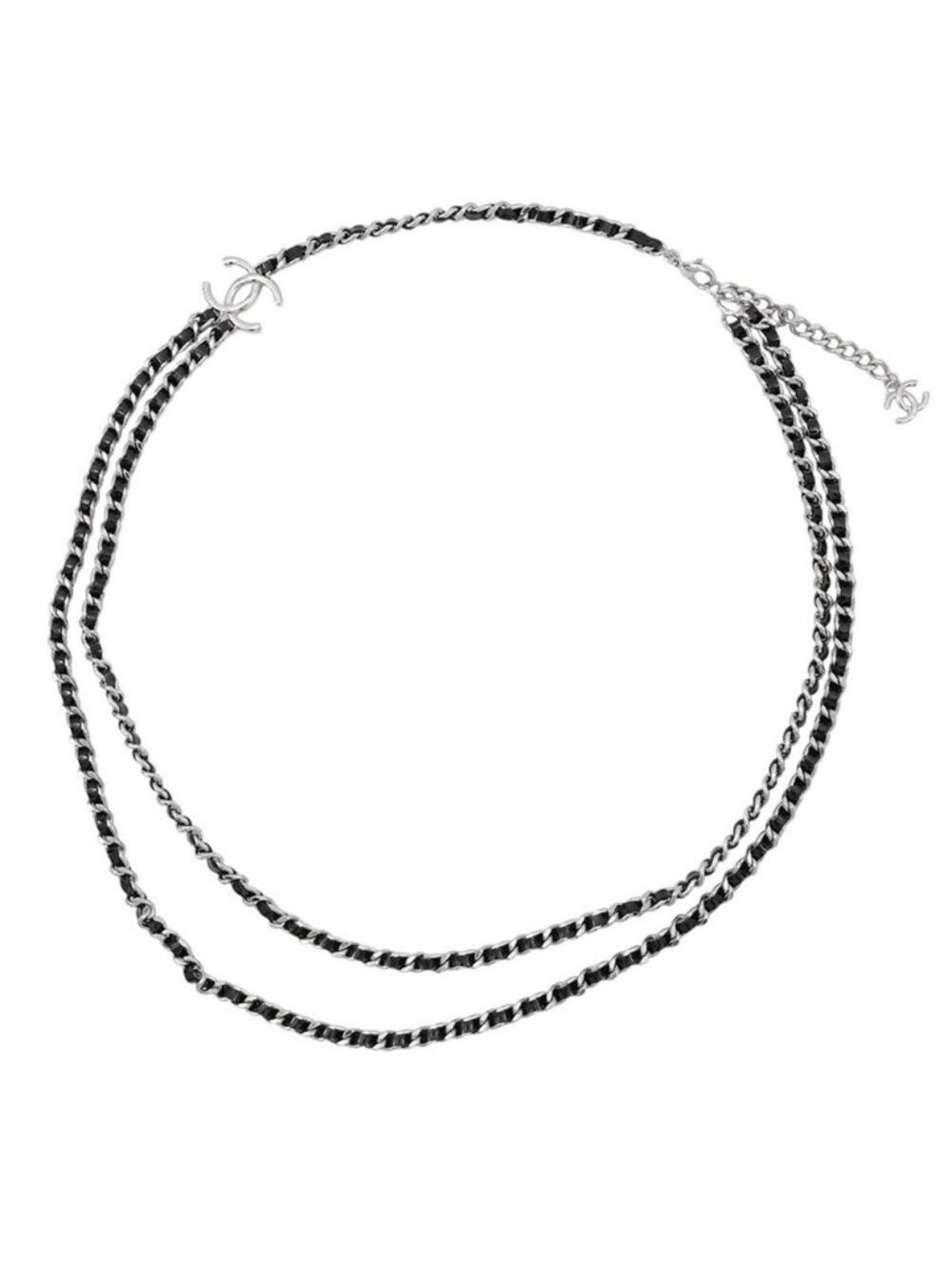 Chanel Necklace CC Logo Chain Long B 25 P Black